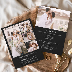 Convites Casamento De Fotos Minimalista Preto