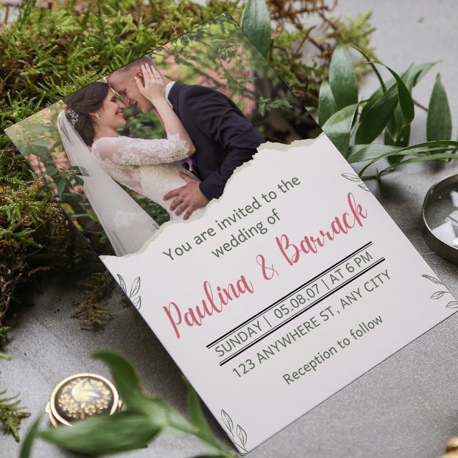 Convites Casamento de Fotos Minimalista Romântica Elegante (Criador carregado)