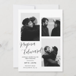 Convites Casamento de fotos minimalistas em preto e branco