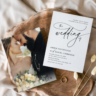 Convites Casamento de Fotos Mínimo Preto e Branco