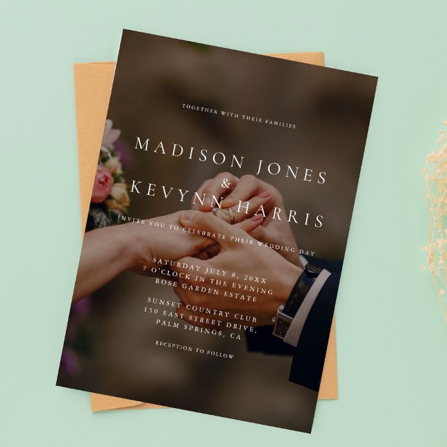 Convites Casamento de Fotos Mínimo Preto e Branco (Criador carregado)