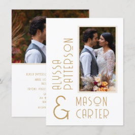 Convites Casamento de Fotos Moderna Dourada e Elegante Mini