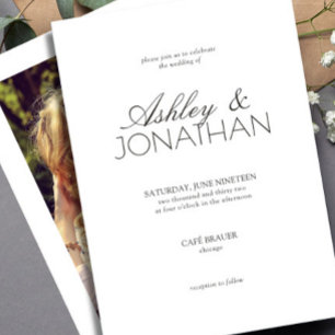 Convites Casamento de Fotos Moderno Centrado na Tipografia