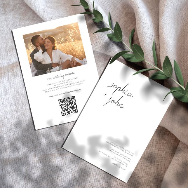 Convites Casamento de Fotos Moderno Mínimo Tudo em Um (Criador carregado)