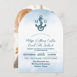 Convites Casamento de Fotos Náuticas de Âncora Azul da Prai