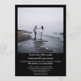 Convites Casamento de Fotos Negra Moderna e Minimalista Sim