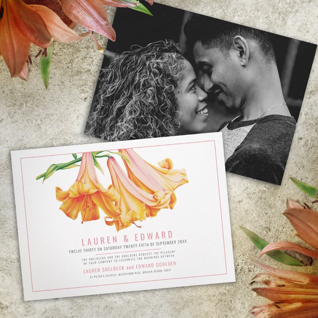 Convites Casamento de fotos personalizadas de arte botânica (Criador carregado)
