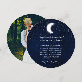 Convites Casamento de Fotos por Lua Celestial e Estrelas