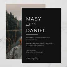 Casamento de Fotos Romântica Negra-Elegante Minima