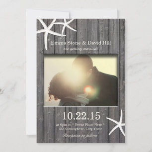 Convites Casamento de Fotos Rustic Starfish & Barn Wood