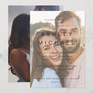 Convites Casamento de Fotos Simples com Vellum Overlay 2