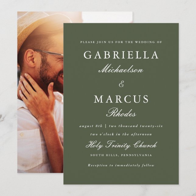 Convites Casamento de Fotos Simples e Elegante (Frente/Verso)