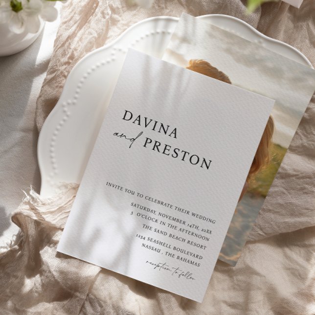 Convites Casamento de Fotos Simples Moderno de Script Conte (Criador carregado)