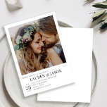 Convites Casamento de Fotos Simples, Preto e Branco<br><div class="desc">Sua história de amor é única, e seu convite de casamento deve refletir cada pedaço de sua beleza. Este moderno convite de fotos em preto-e-branco foi projetado com o equilíbrio perfeito entre simplicidade e sofisticação para honrar seus momentos mais queridos. Apresentando um layout impressionante que destaca sua foto favorita do...</div>