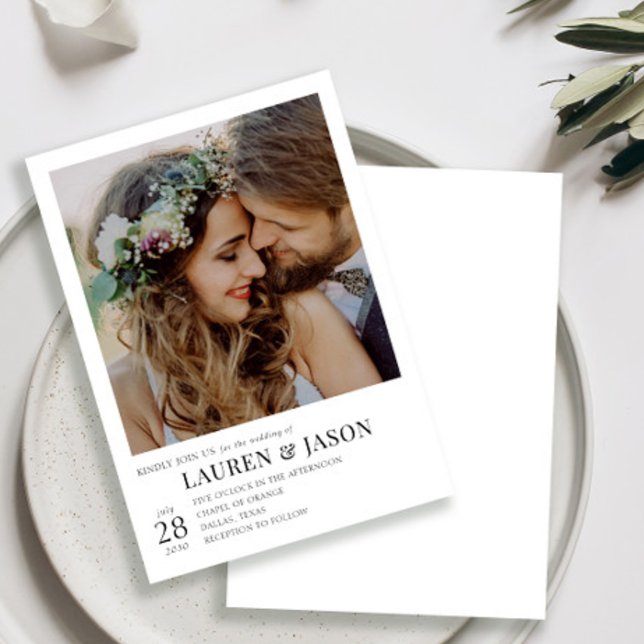 Convites Casamento de Fotos Simples, Preto e Branco (Criador carregado)