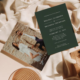 Convites Casamento de Fotos Verde Escuro Moderno Minimalist