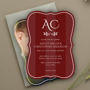 Convites Casamento de Fotos Vermelhas de Rosewood Striped M