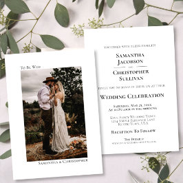 Convites Casamento de Fotos Verticais Minimalista e Branco