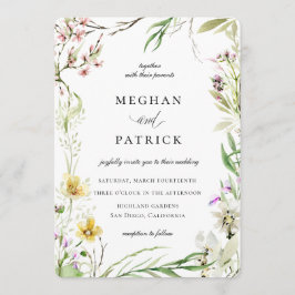 Convites Casamento de Frame Botânico de Flor Selvagem Elega