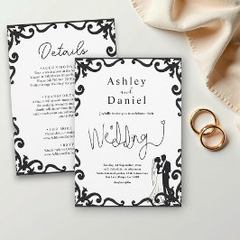 Convites Casamento De Frame De Casal Branco E Preto Chic El