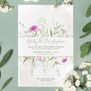 Convites Casamento de Frame de Flor Selvagem de Lavanda Sim