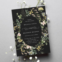 Casamento de Frame de Oval de Flor Selvagem Preto