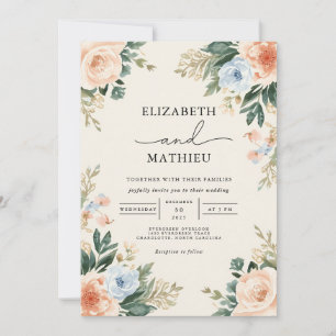 Convites Casamento de Frame de Peach Blossom