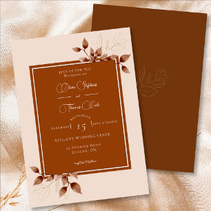 Convites Casamento de Frame de Ruiva Elegante Terracotta Eu