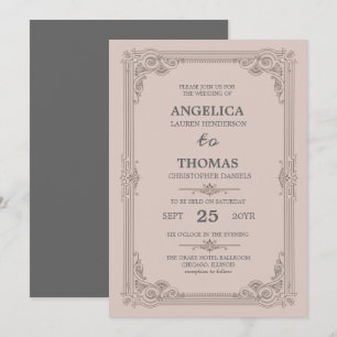 Convites Casamento de Frame de Vintage Coral Legant