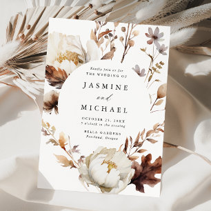 Convites Casamento de Frame do Círculo Floral Russo de outo