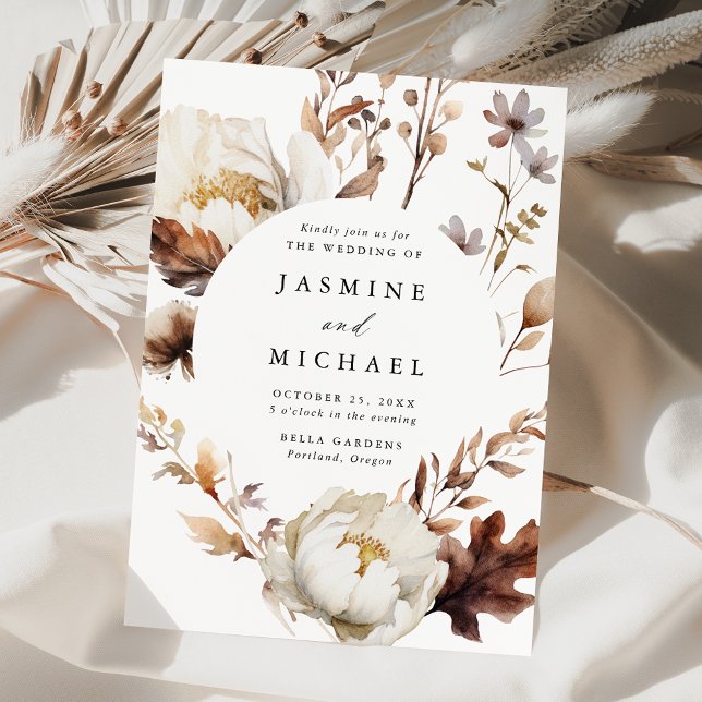 Convites Casamento de Frame do Círculo Floral Russo de outo (Criador carregado)