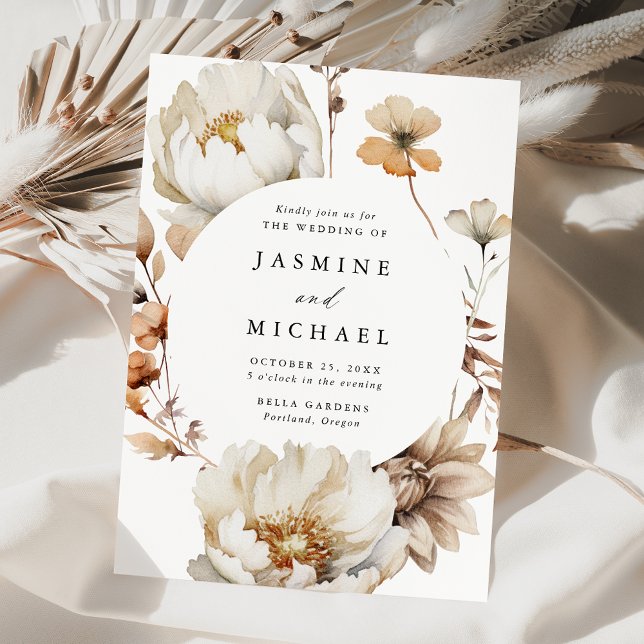 Convites Casamento de Frame do Círculo Floral Russo de outo (Criador carregado)