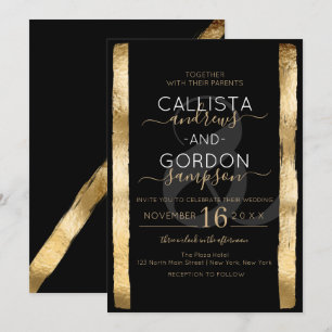 Convites Casamento de Frame Dourado de Brushaft  Chic Artsy
