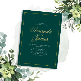 Convites Casamento de Frame Elegante Verde