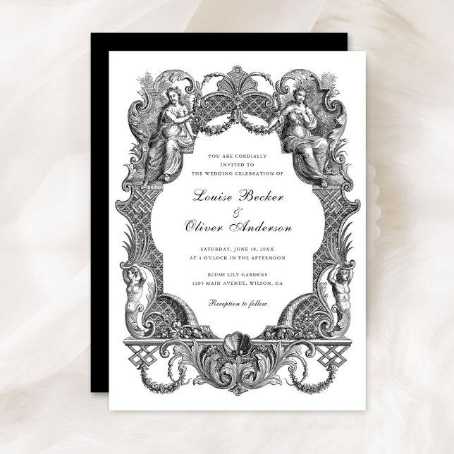 Convites Casamento de Frame Floral Barroco Elegante (Criador carregado)