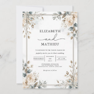 Convites Casamento de Frame Floral de outono Suave