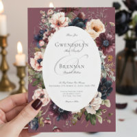 Casamento de Frame Floral de Oval da Moody Burgund
