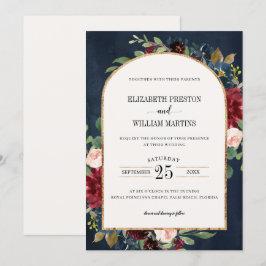 Convites Casamento de Frame Floral do Arco Floral Marinho B