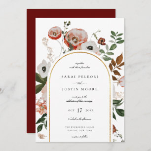 Convites Casamento de Frame Floral do Autumn Botanical