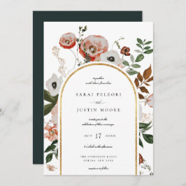 Convites Casamento de Frame Floral do Autumn Botanical