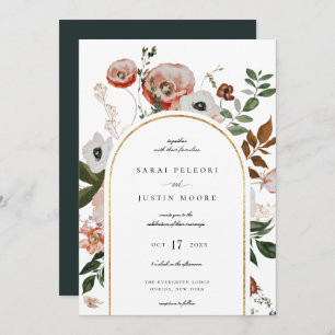 Convites Casamento de Frame Floral do Autumn Botanical