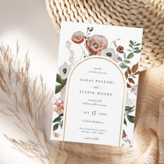 Convites Casamento de Frame Floral do Autumn Botanical (Criador carregado)