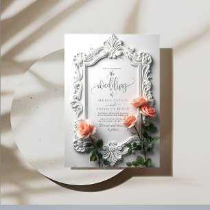 Convites Casamento de Frame Floral do Ornamentado de Vintag