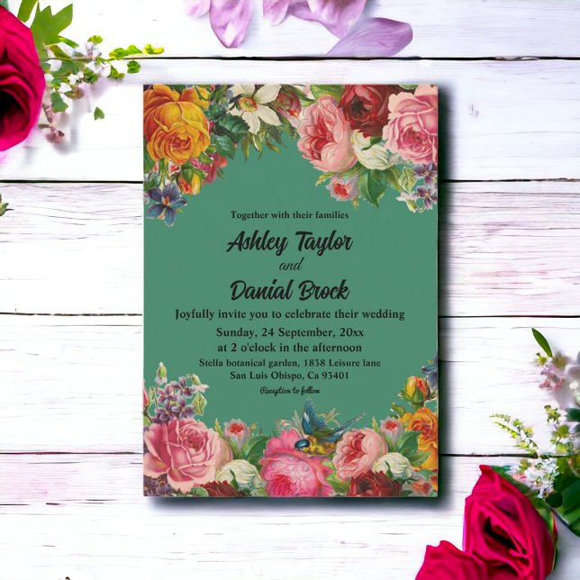 Convites Casamento de Frame Floral dos Blossomas Românticos (Criador carregado)