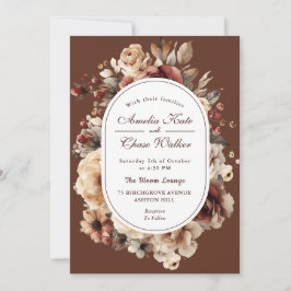 Convites Casamento de Frame Floral Elegante Bohemian