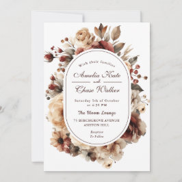 Convites Casamento de Frame Floral Moderno da Boêmia