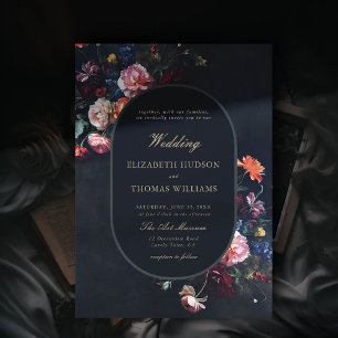 Convites Casamento de Frame Floral Moody Romântico