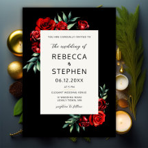 Casamento de Frame Floral Negro Rosa vermelha Clás