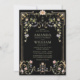 Convites Casamento de Frame Floral, Ornamentado Vitoriano G