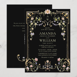 Convites Casamento de Frame Floral, Ornamentado Vitoriano G